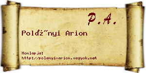 Polányi Arion névjegykártya